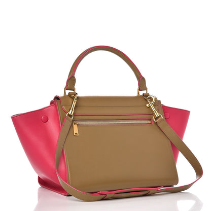 Celine Smooth Calfskin Small Bi-Color Trapeze Taupe Fuchsia 3 of 9