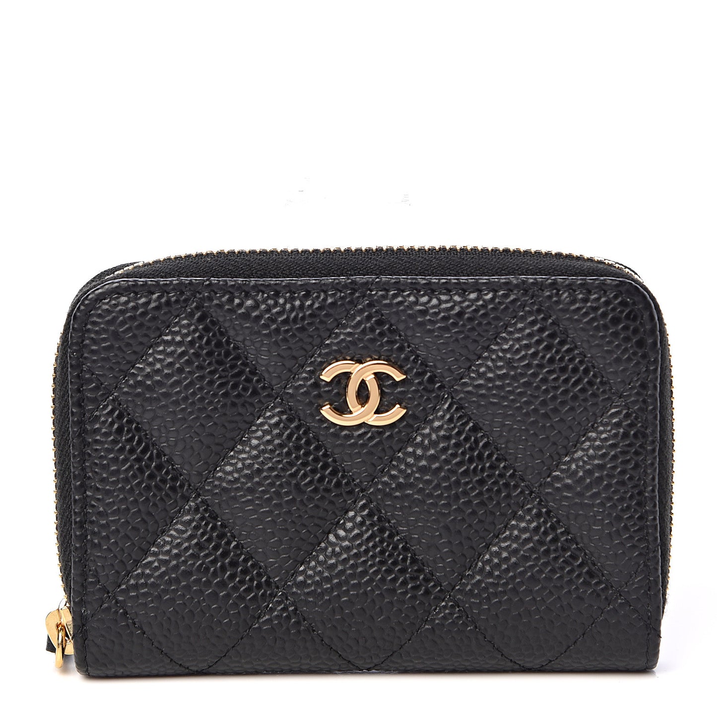 Caviar Quilted Zip Coin Purse Black