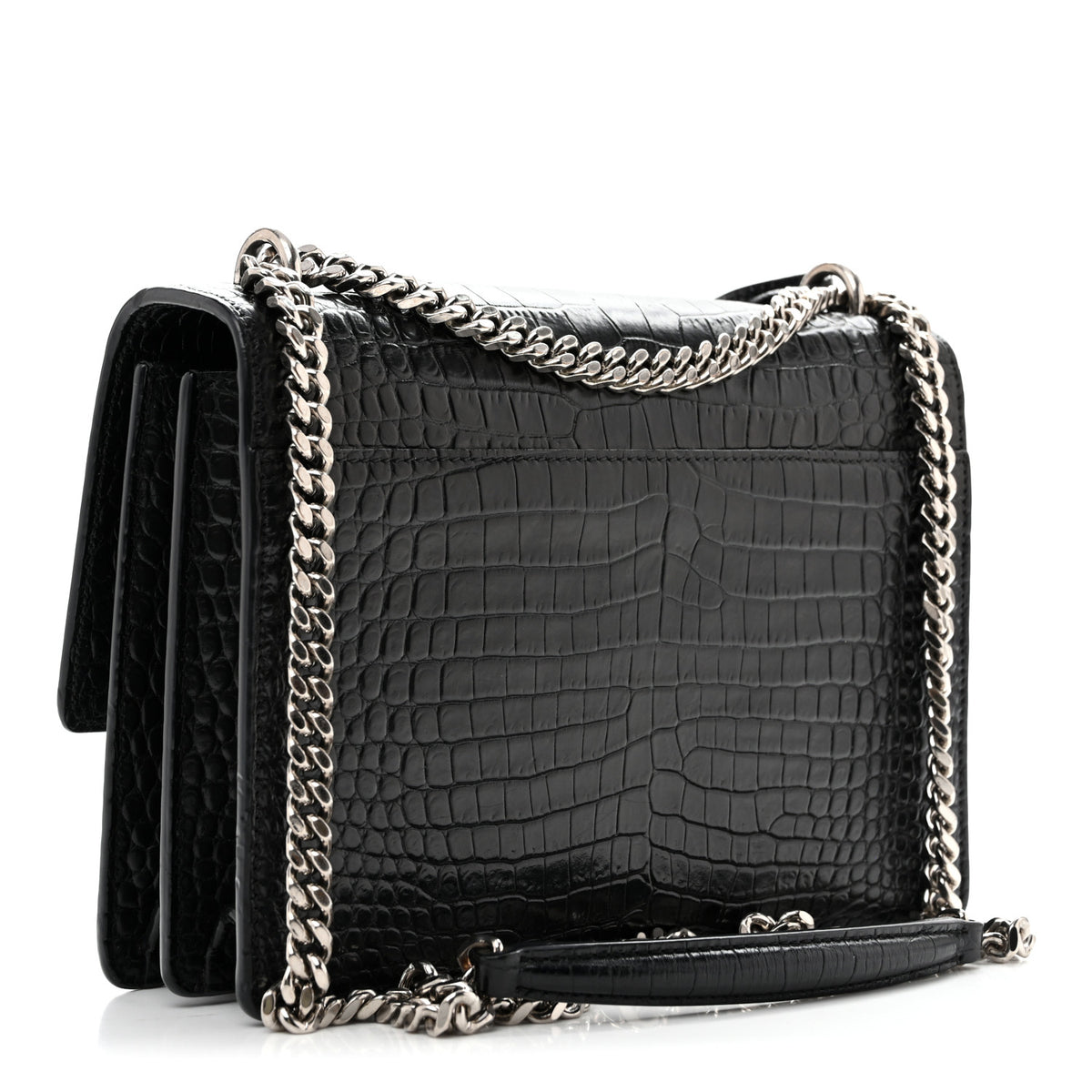 Calfskin Crocodile Embossed Medium Monogram Sunset Black