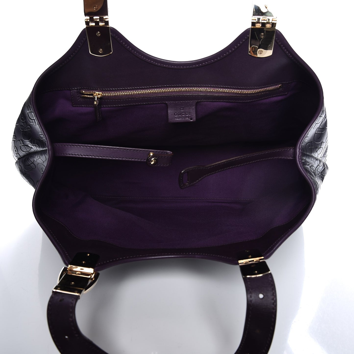 Calfskin Horsebit Embossed Large Glam Shoulder Bag Purple