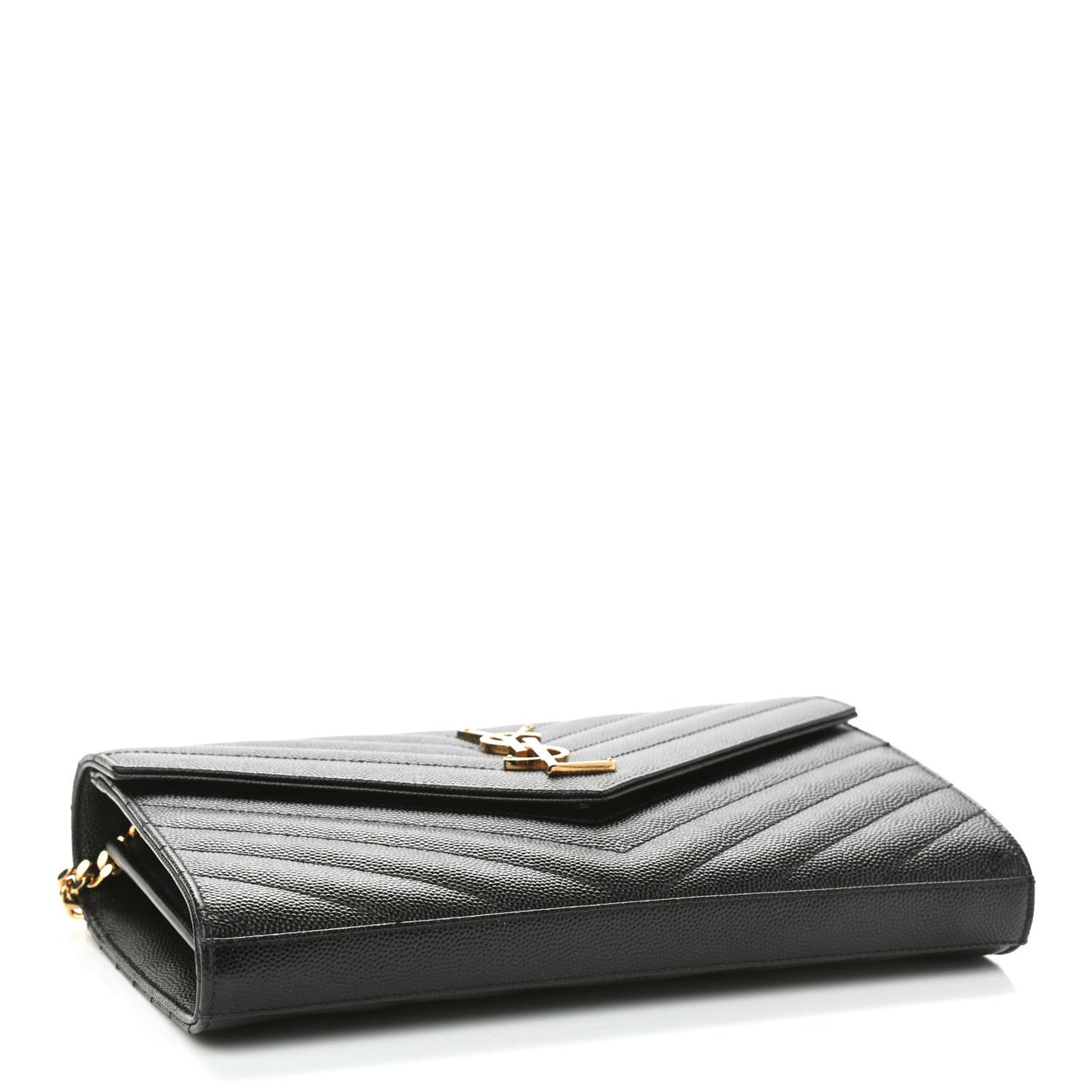 Grain De Poudre Matelasse Chevron Monogram Chain Wallet Black