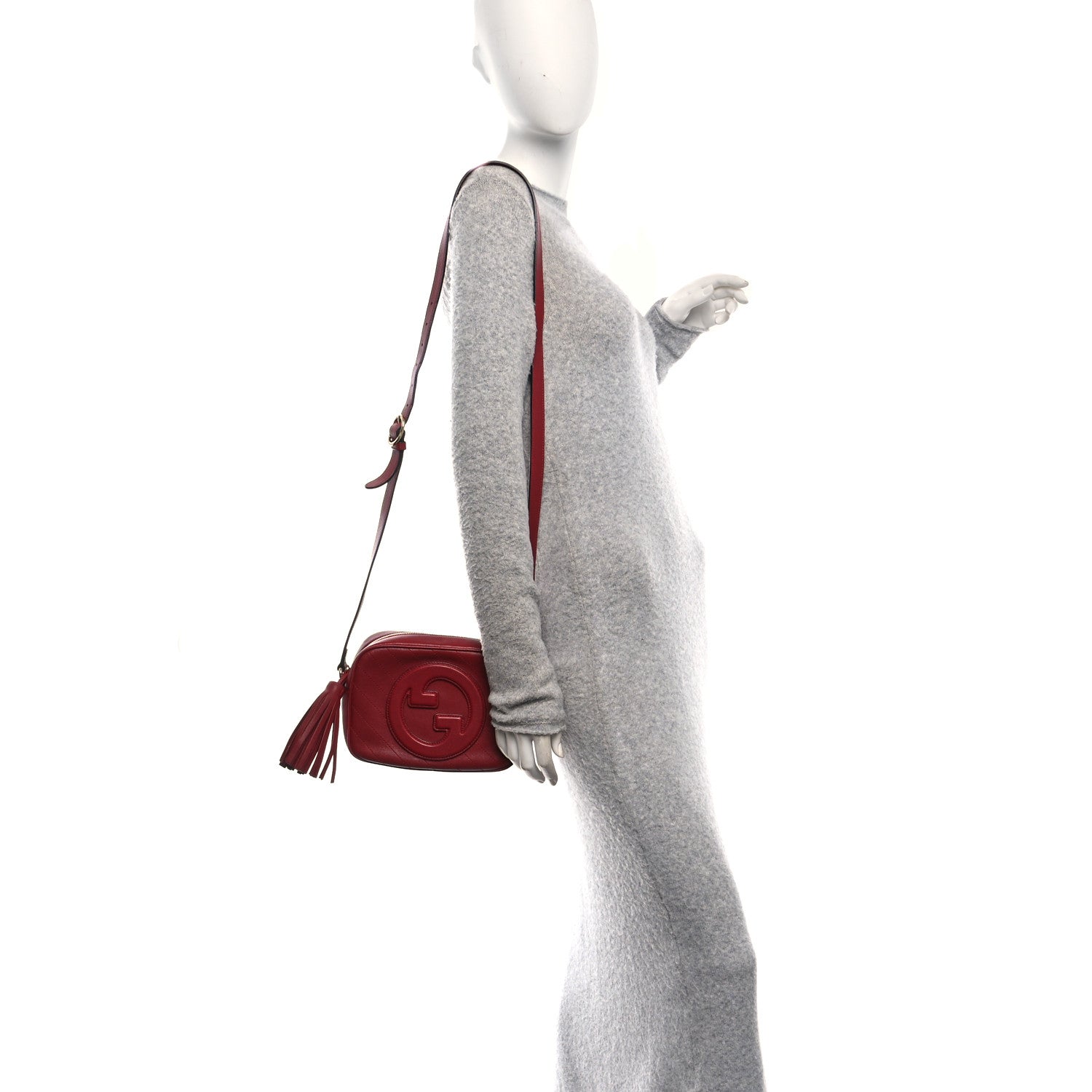 Gucci Sakai Be Green Calfskin Diagonal Stitched Small Blondie Shoulder Bag Rosso 2 of 10