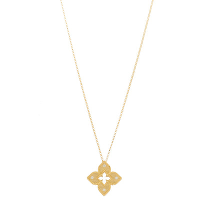 Roberto Coin 18K Yellow Gold Diamond Medium Venetian Princess Flower Pendant Necklace 1 of 6