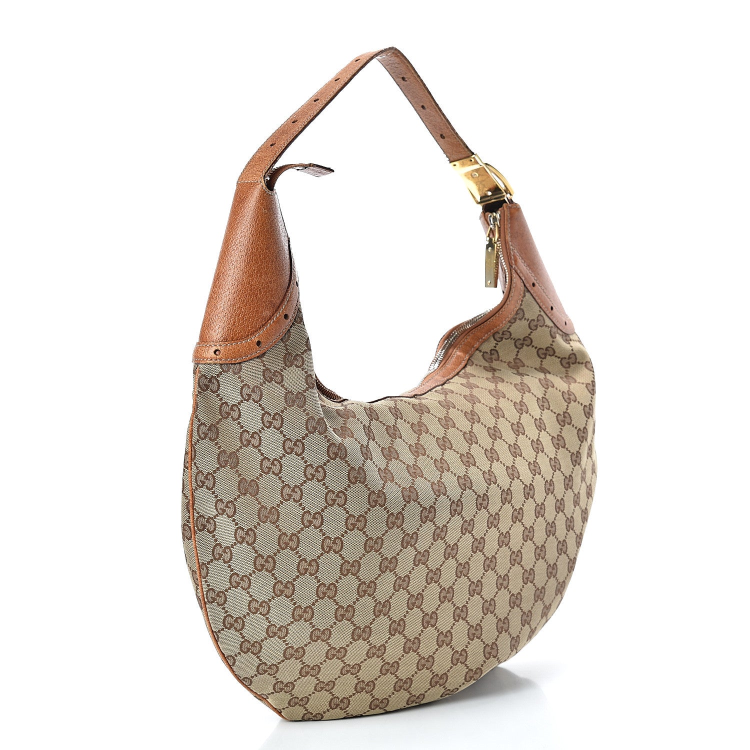 Gucci Monogram Horsebit Glam Hobo Tan 3 of 16