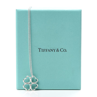 Tiffany Sterling Silver Four Hearts Clover Pendant Necklace 5 of 5