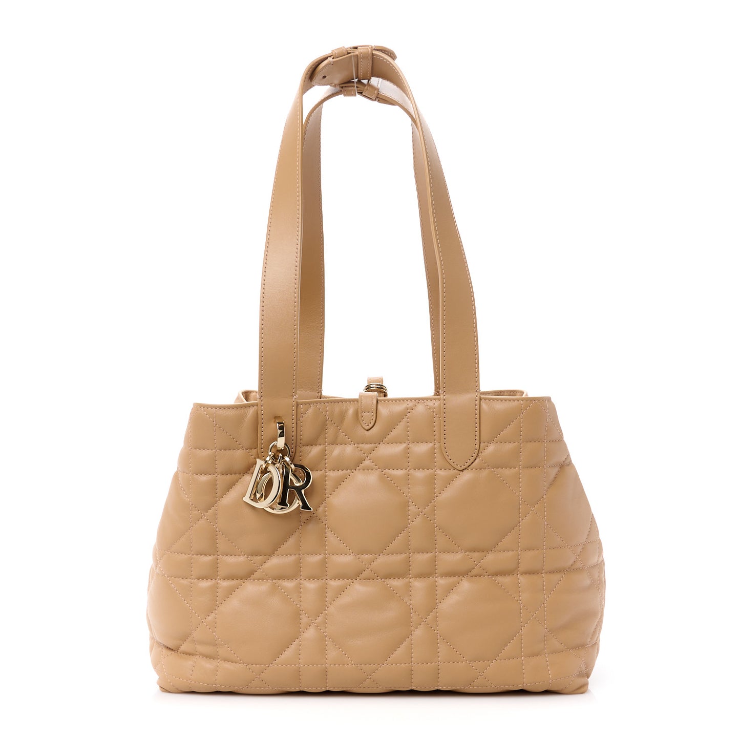CHRISTIAN DIOR Calfskin Macrocannage Medium Toujours Tan