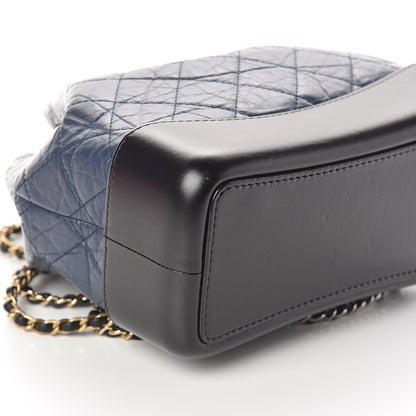 Chanel Aged Calfskin Quilted Small Gabrielle Backpack Blue Black 8 of 9