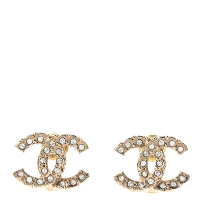Chanel Crystal Studded CC Earrings Gold 1 of 4