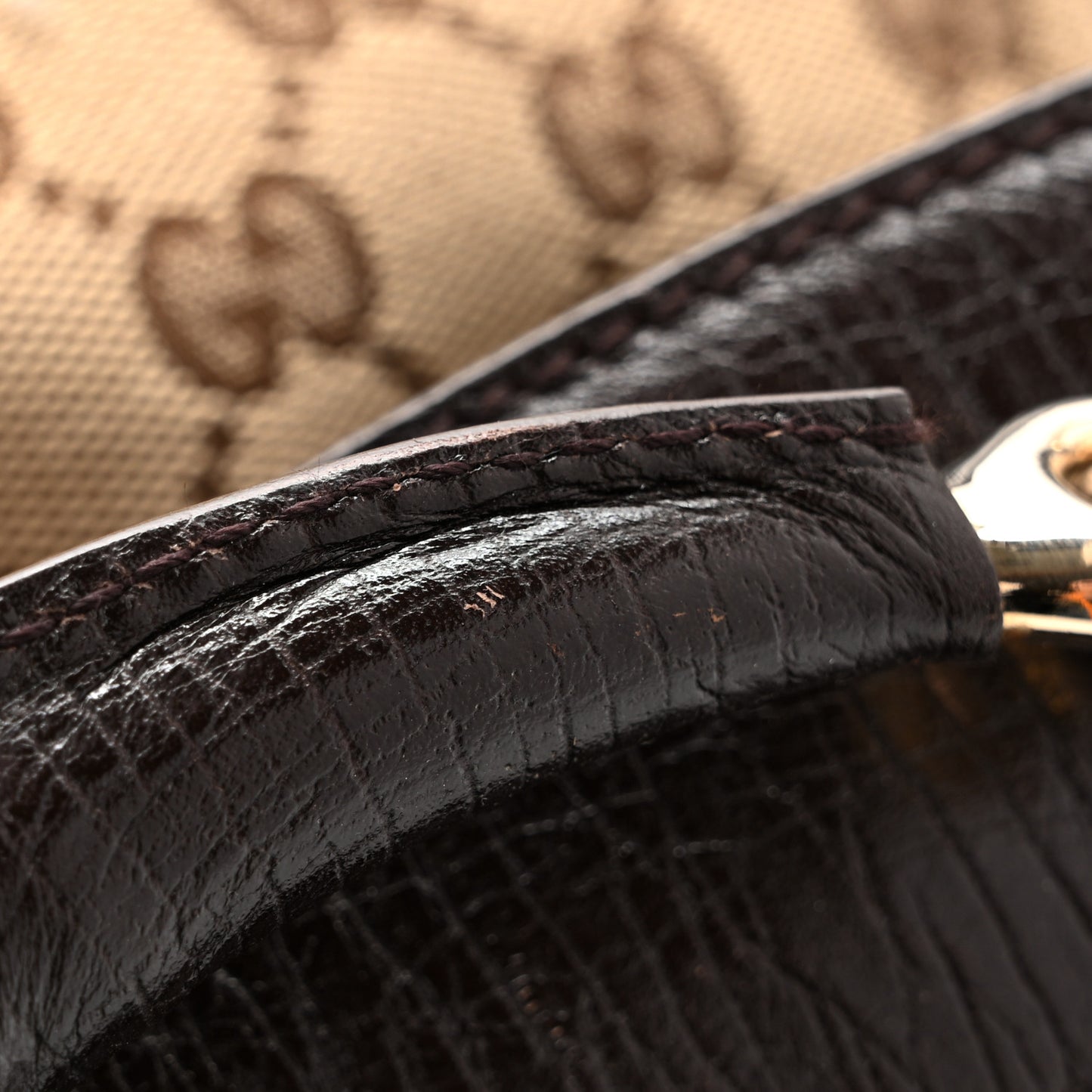 Monogram Large Horsebit Chain Hobo Dark Brown