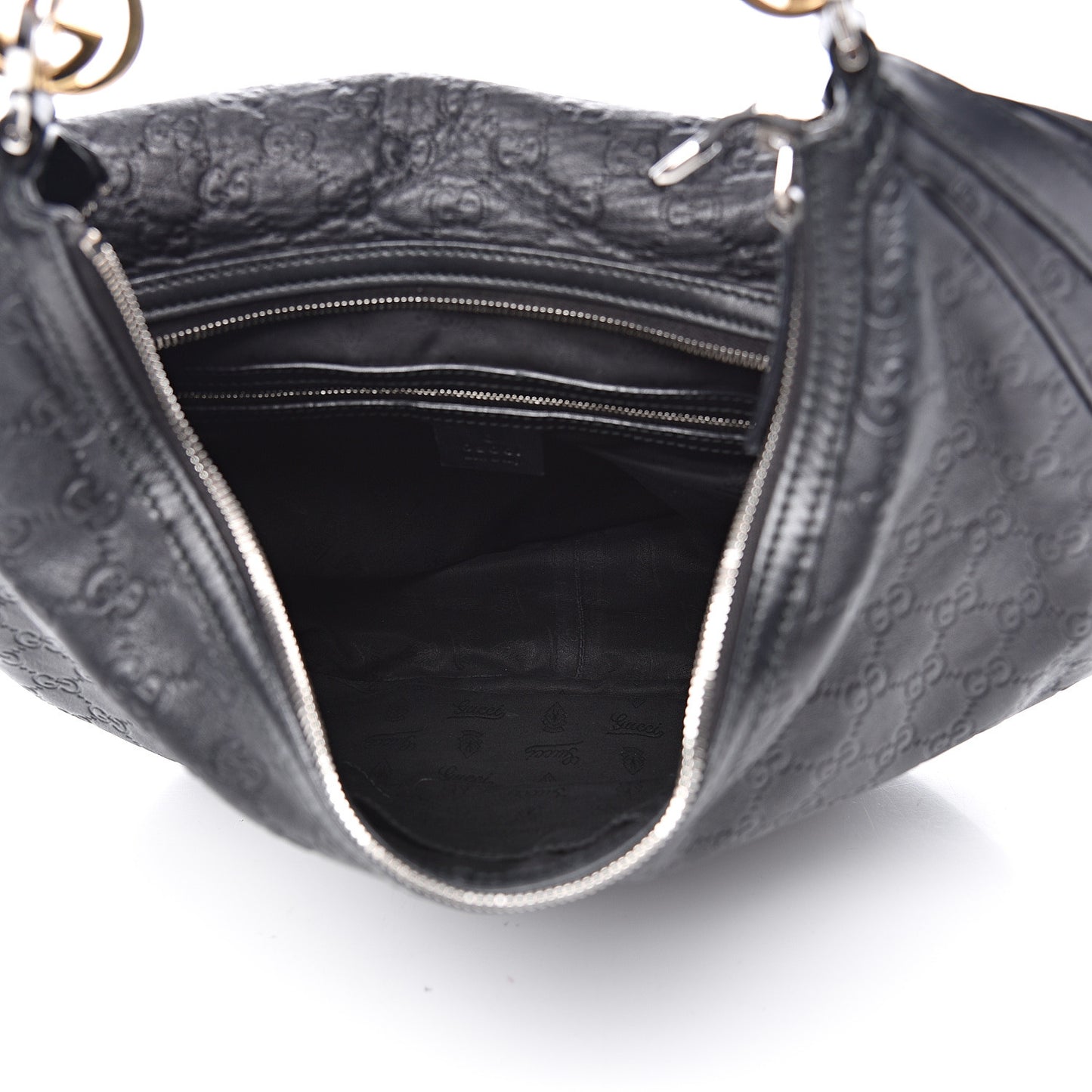 Guccissima Large GG Twins Hobo Black