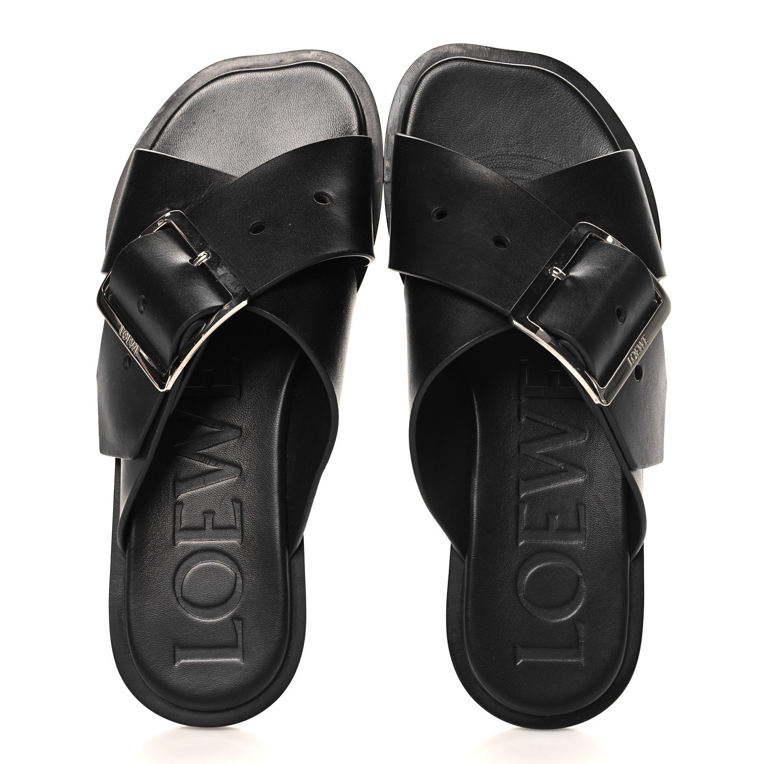 Loewe Calfskin Petal Belt Flat Sandal 36 Black 2 of 8