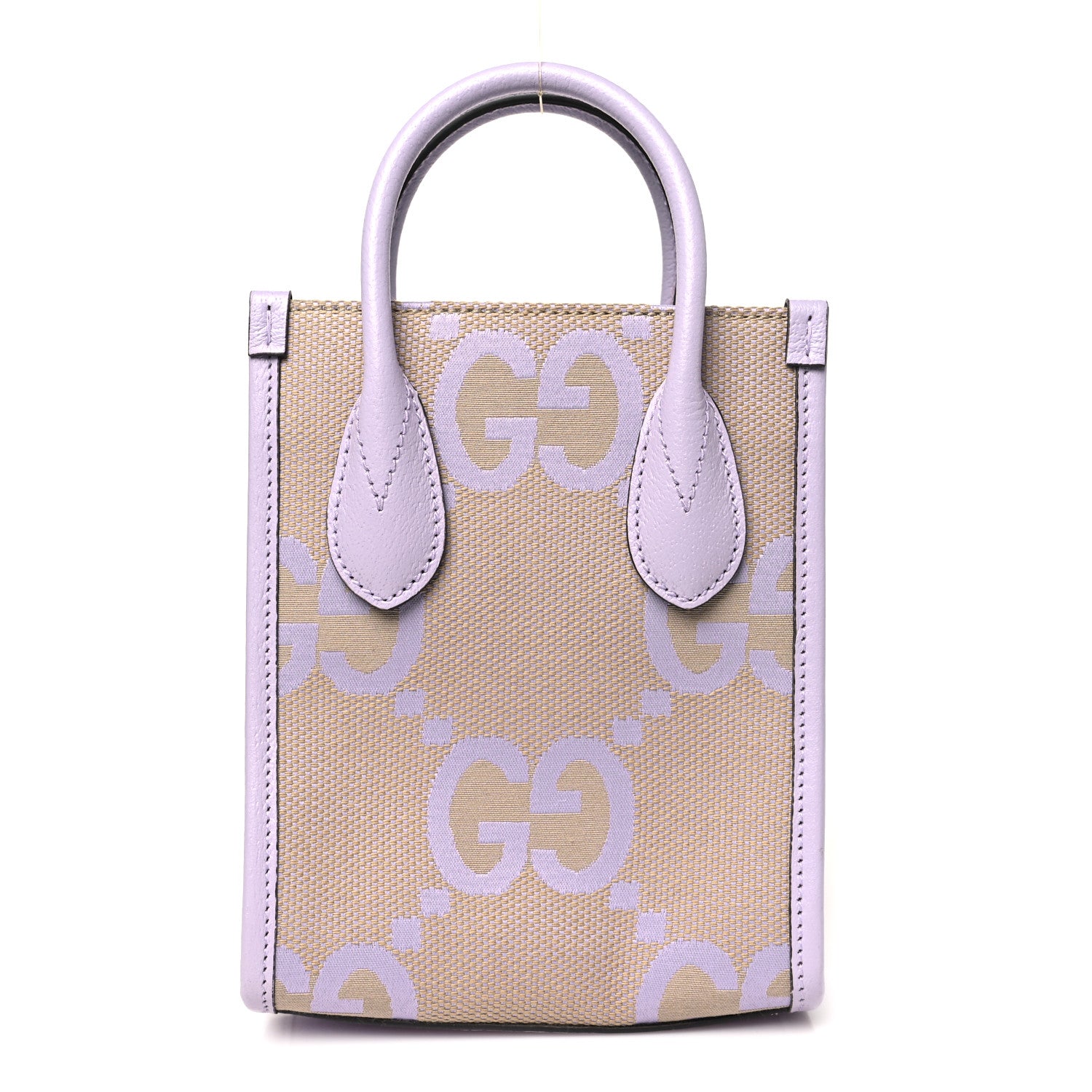 Gucci Monogram Jumbo GG Textured Dollar Calfskin Mini Tote Bag Beige Lapis 1 of 11