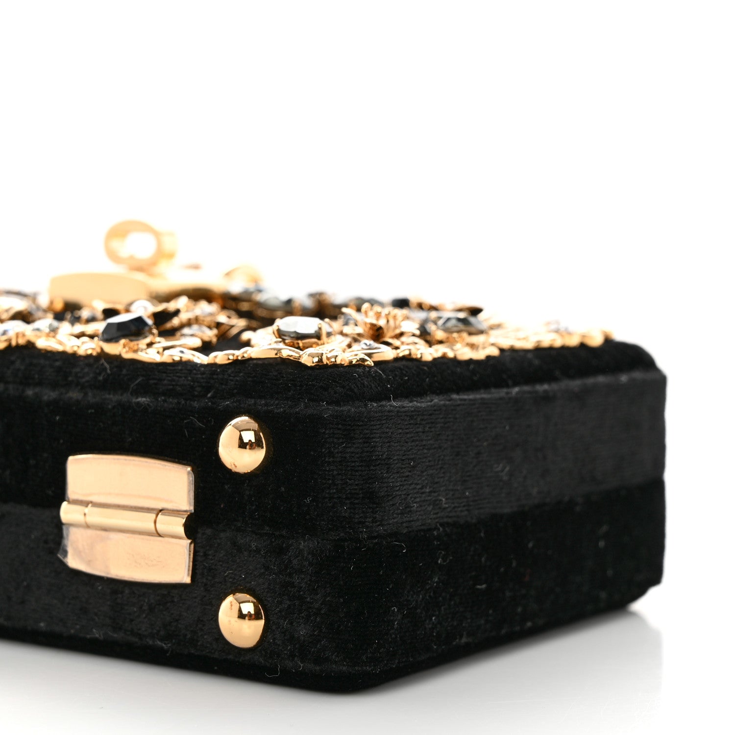 Dolce & Gabbana Velvet Crystal Floral Dolce Box Clutch Black 9 of 9