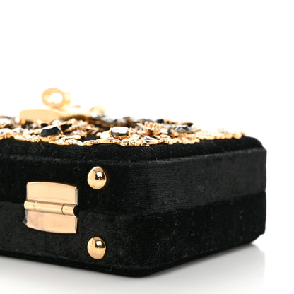 Dolce & Gabbana Velvet Crystal Floral Dolce Box Clutch Black 9 of 9