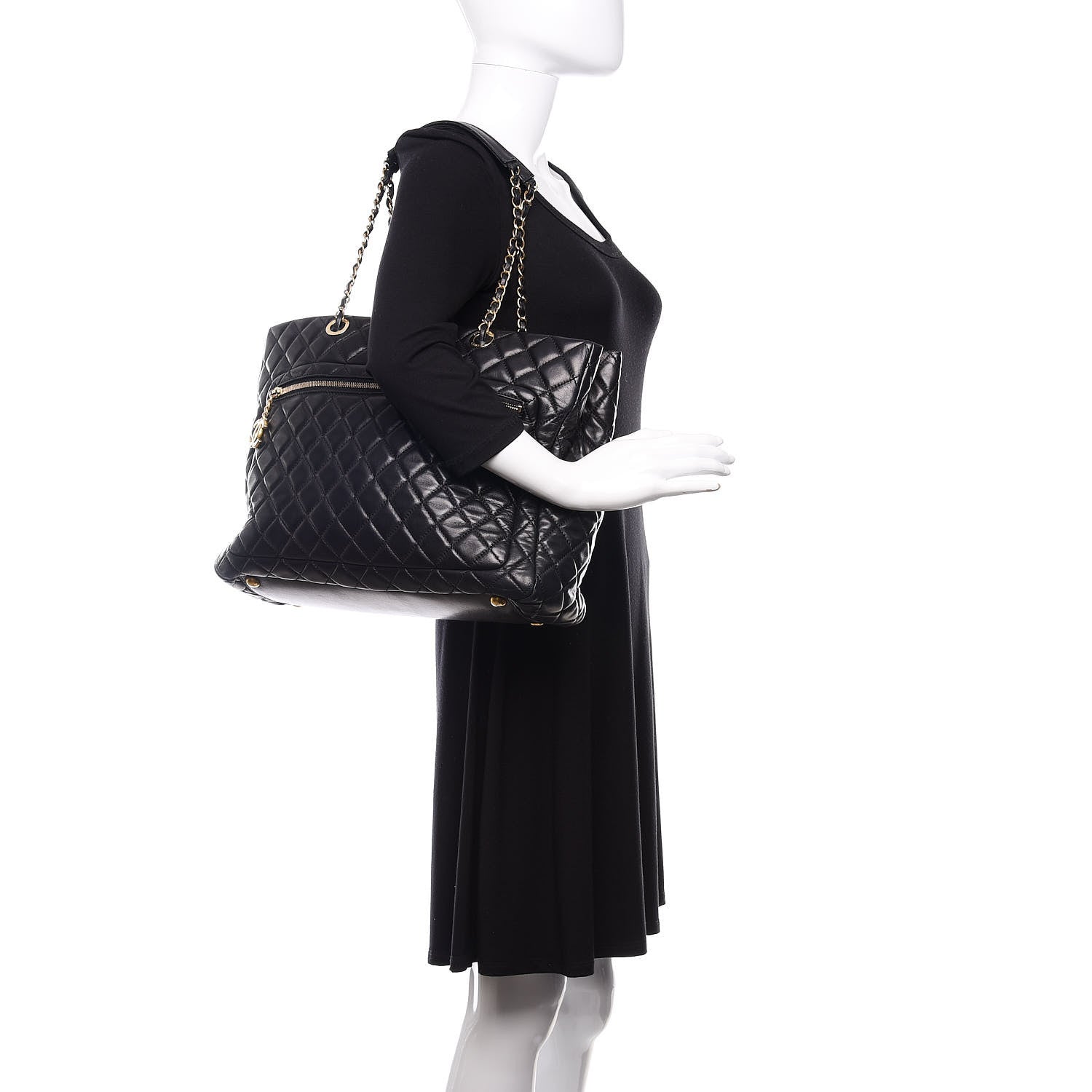 Chanel Lambskin Quilted Large Tote Black 2 of 11