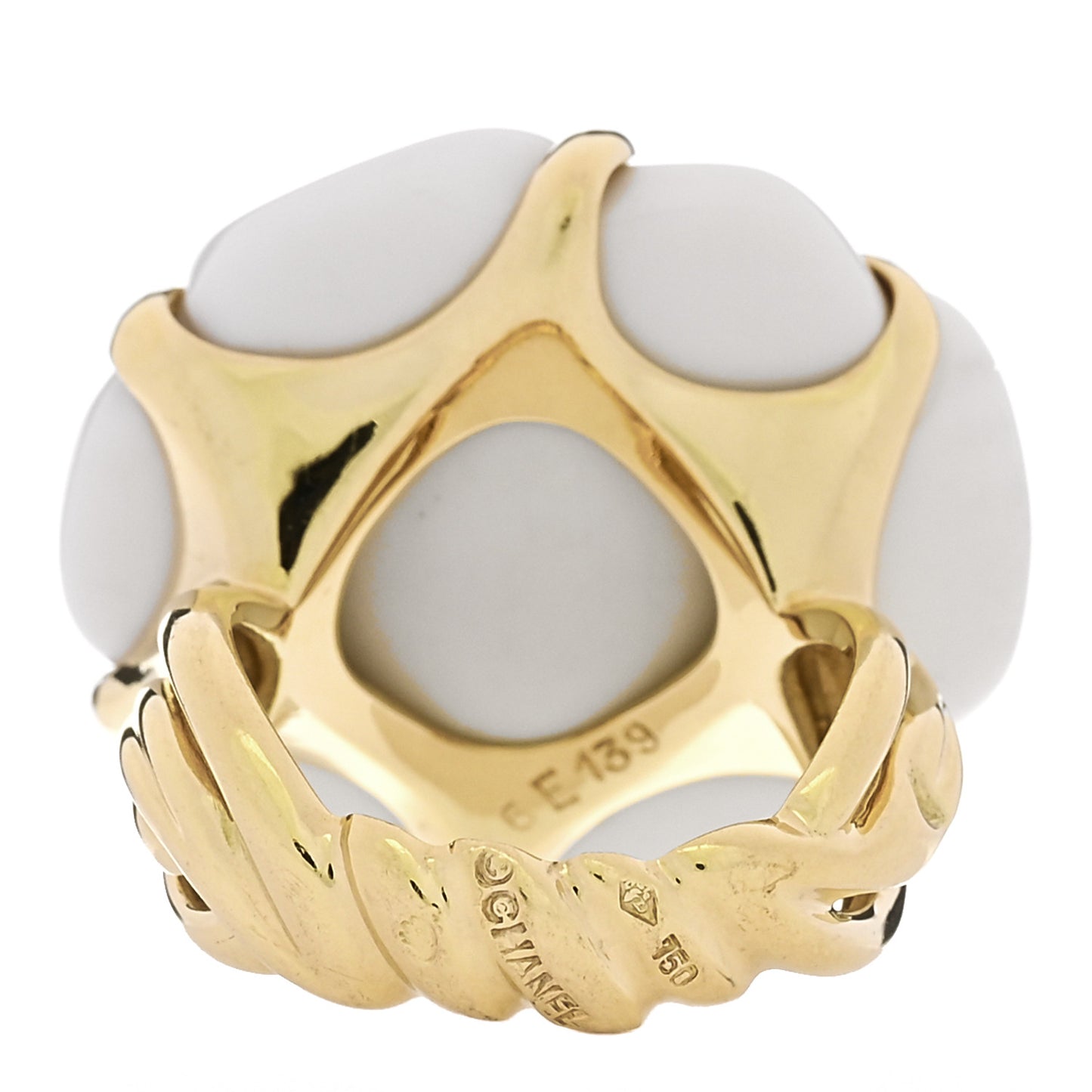 18K Yellow Gold Agate Camellia Ring 50 5.25