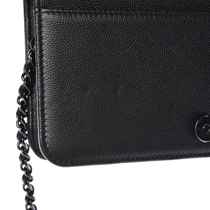 Chanel Caviar Quilted Boy Wallet On Chain WOC So Black 9 of 10