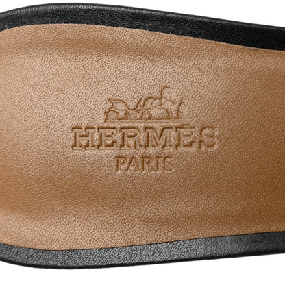 Hermes Calfskin Oasis Sandals 37 Black 7 of 9