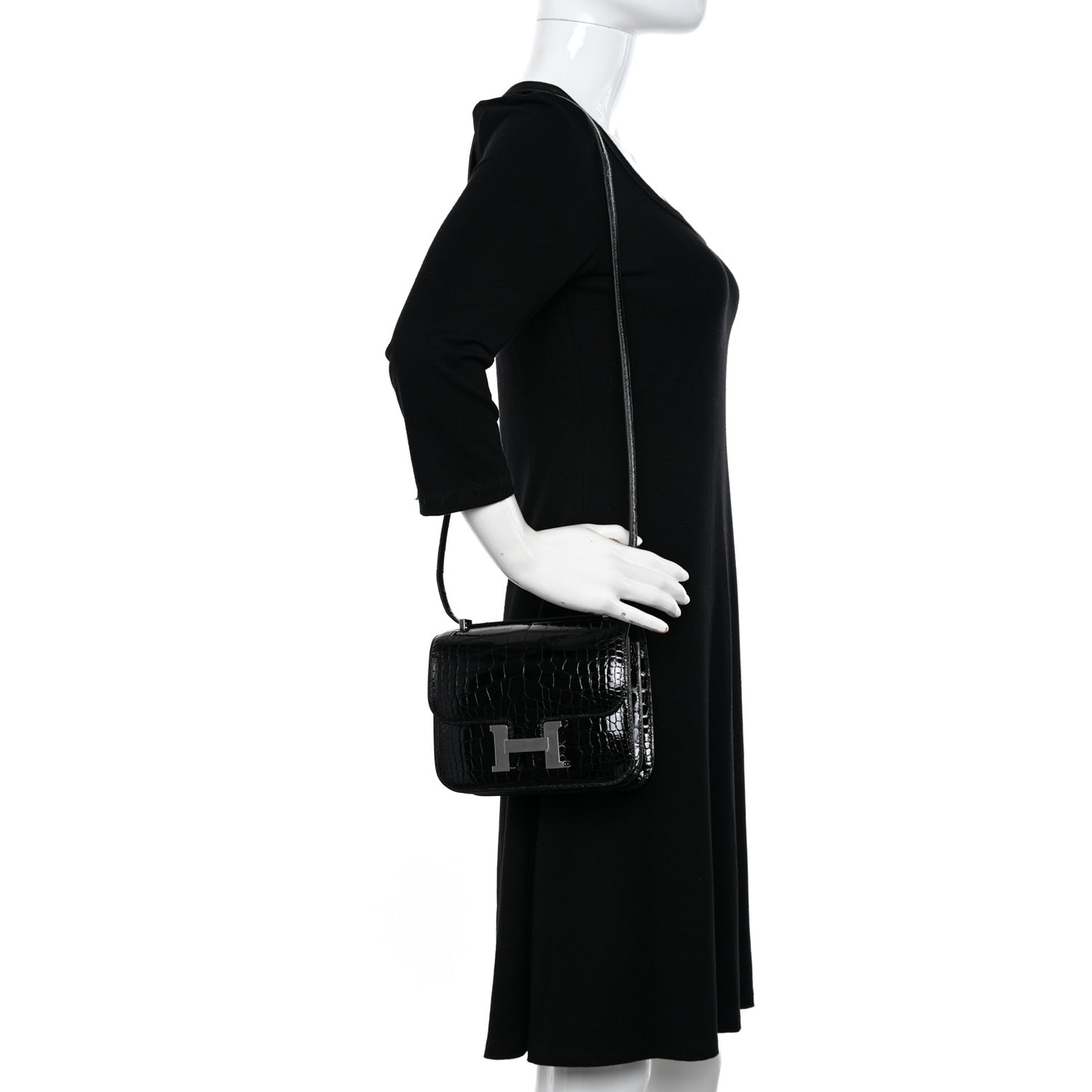 Shiny Alligator Constance 18 Black