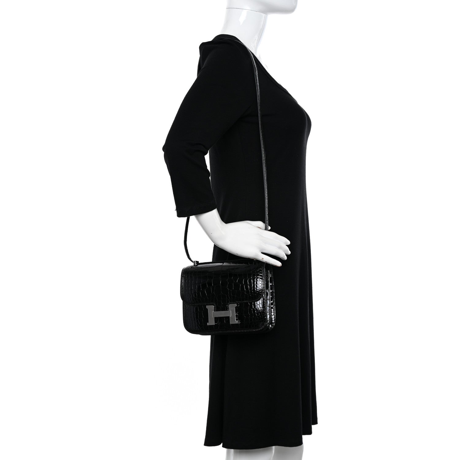 Hermes Shiny Alligator Constance 18 Black 2 of 14
