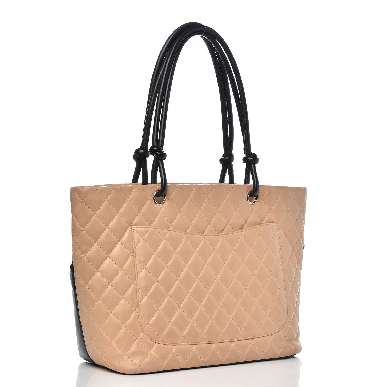 Chanel Calfskin Quilted Large Cambon Tote Beige Black 3 of 11