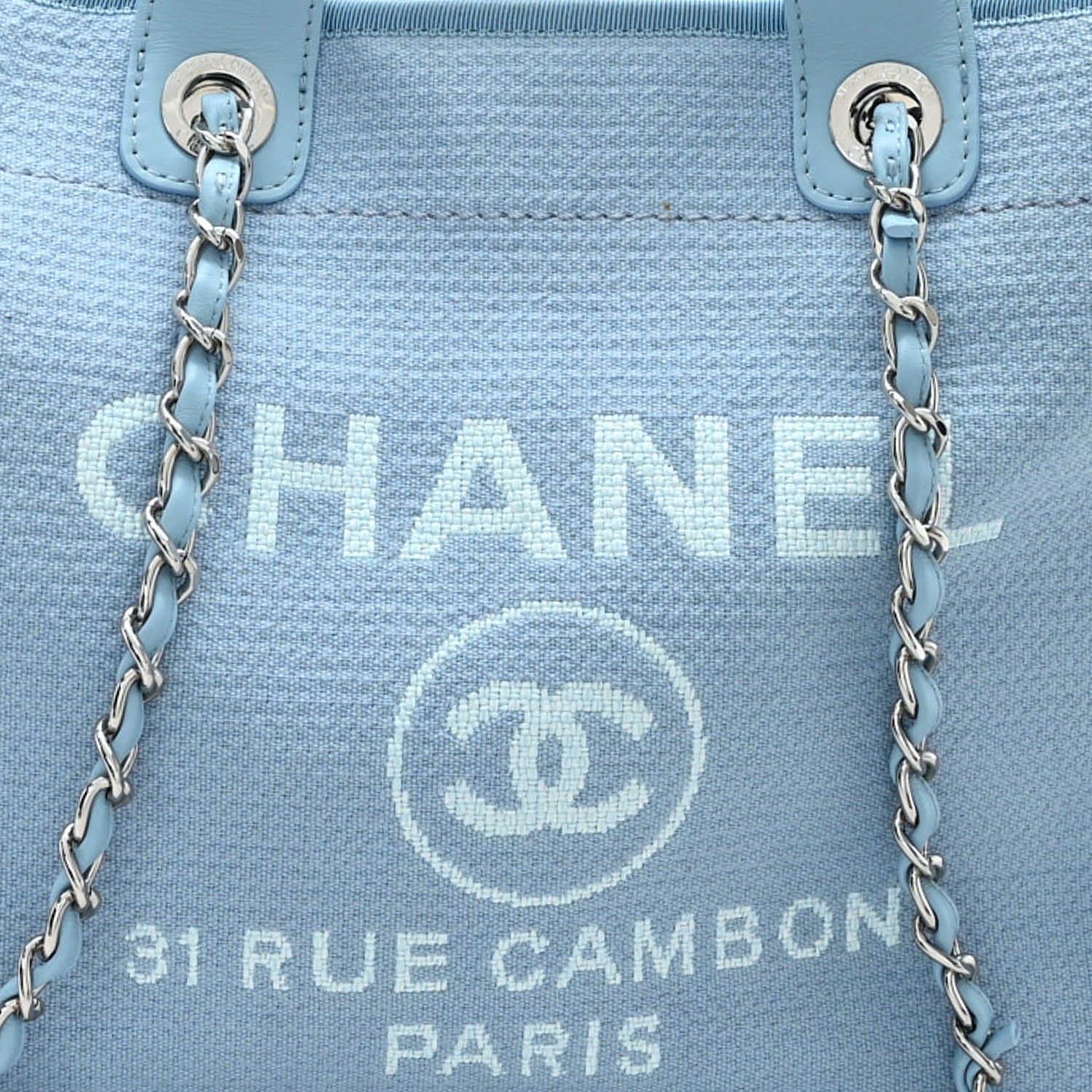 Chanel Mixed Fibers Medium Deauville Tote Light Blue 9 of 11
