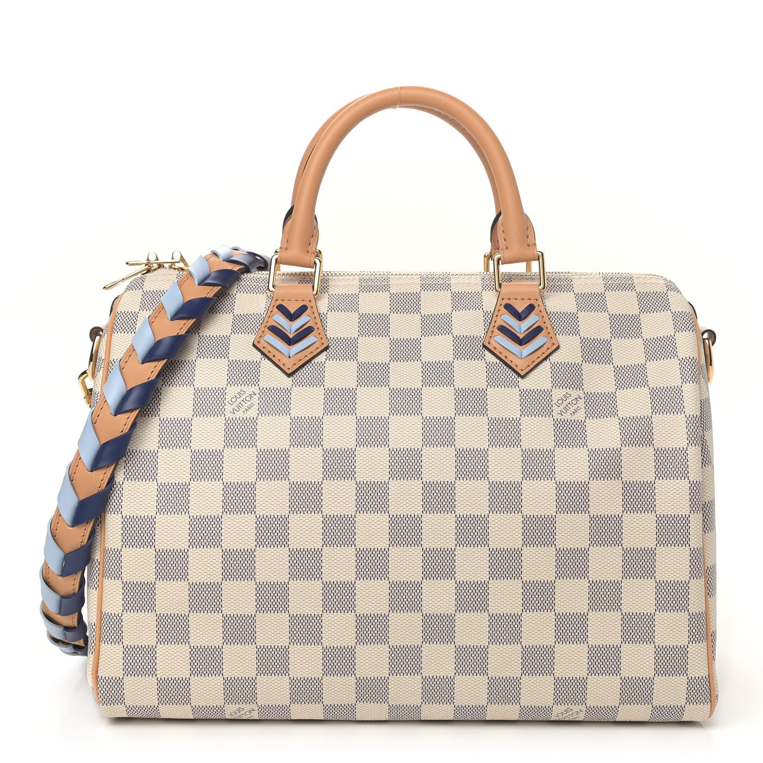 Louis Vuitton Damier Azur Braided Speedy Bandouliere 30 Blue 1 of 4