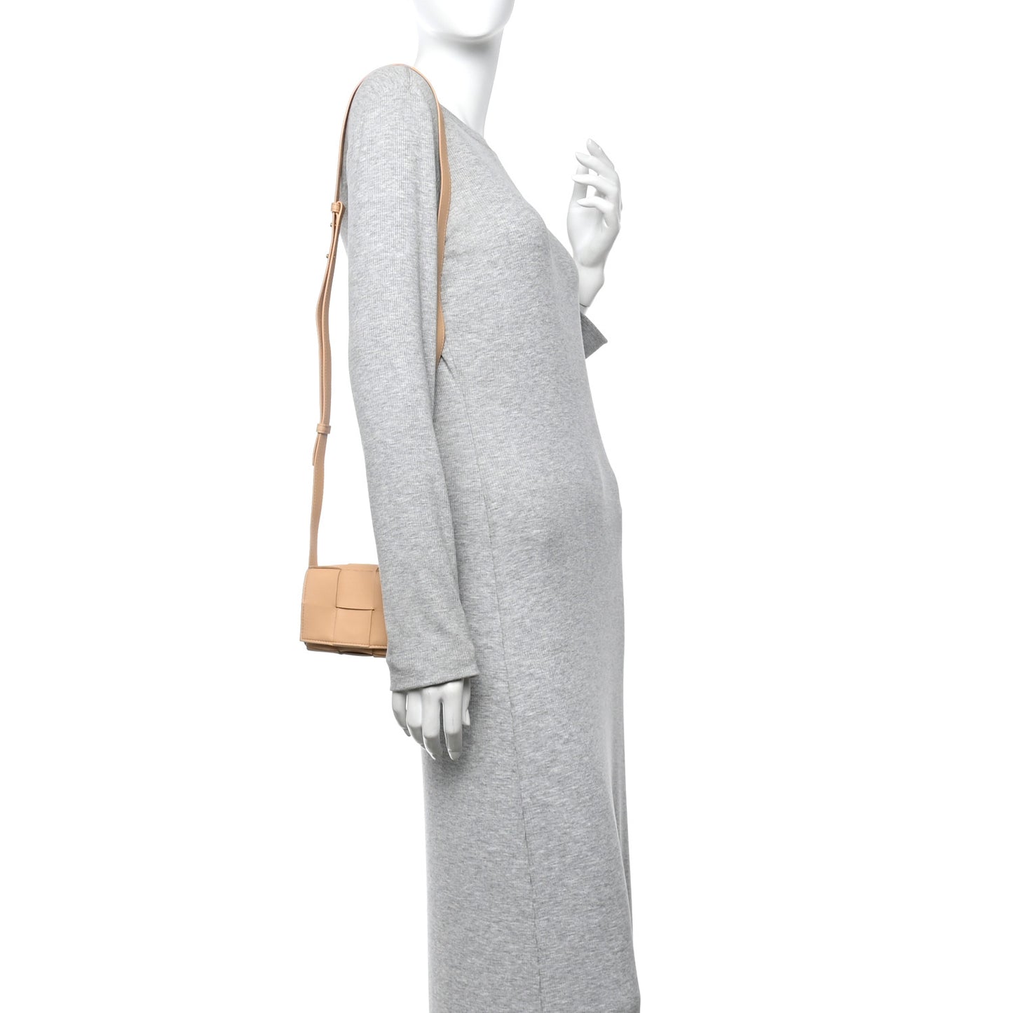 Lambskin Maxi Intrecciato Extra Mini Cassette Crossbody Bag Almond