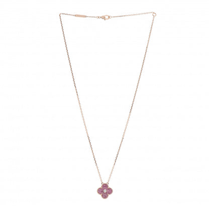 Van Cleef & Arpels 18K Rose Gold Diamond Rhodonite Vintage Alhambra Pendant Necklace 3 of 5