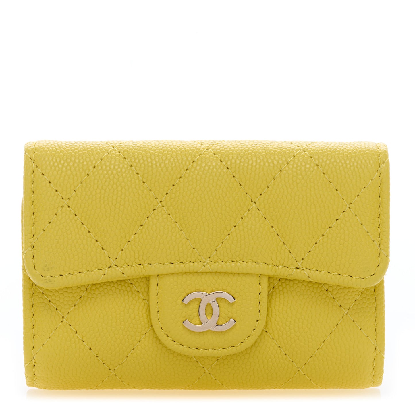 Caviar Quilted Classic 4 Key Holder Wallet Yellow