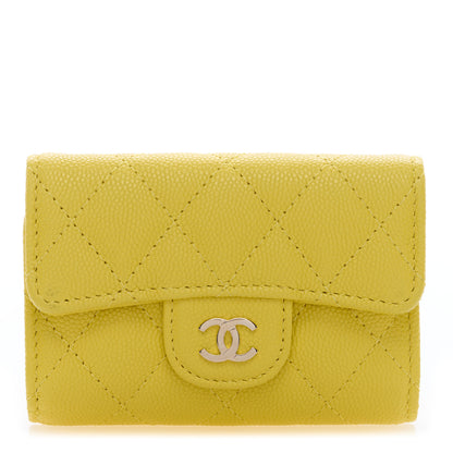 Chanel Caviar Quilted Classic 4 Key Holder Wallet Yellow 1 of 6