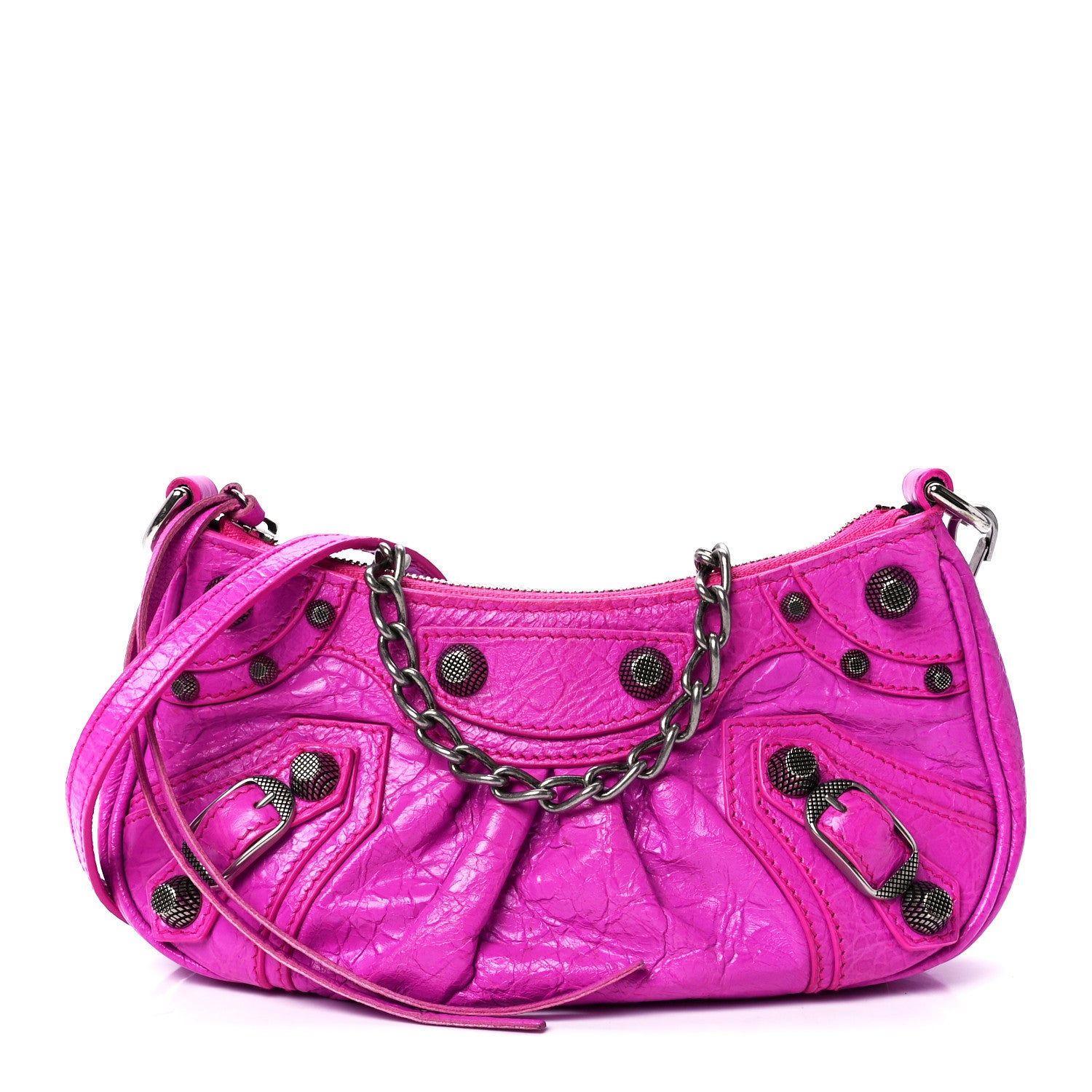 Balenciaga Agneau Arena Le Cagole Mini Purse With Chain Lipstick Pink 1 of 12