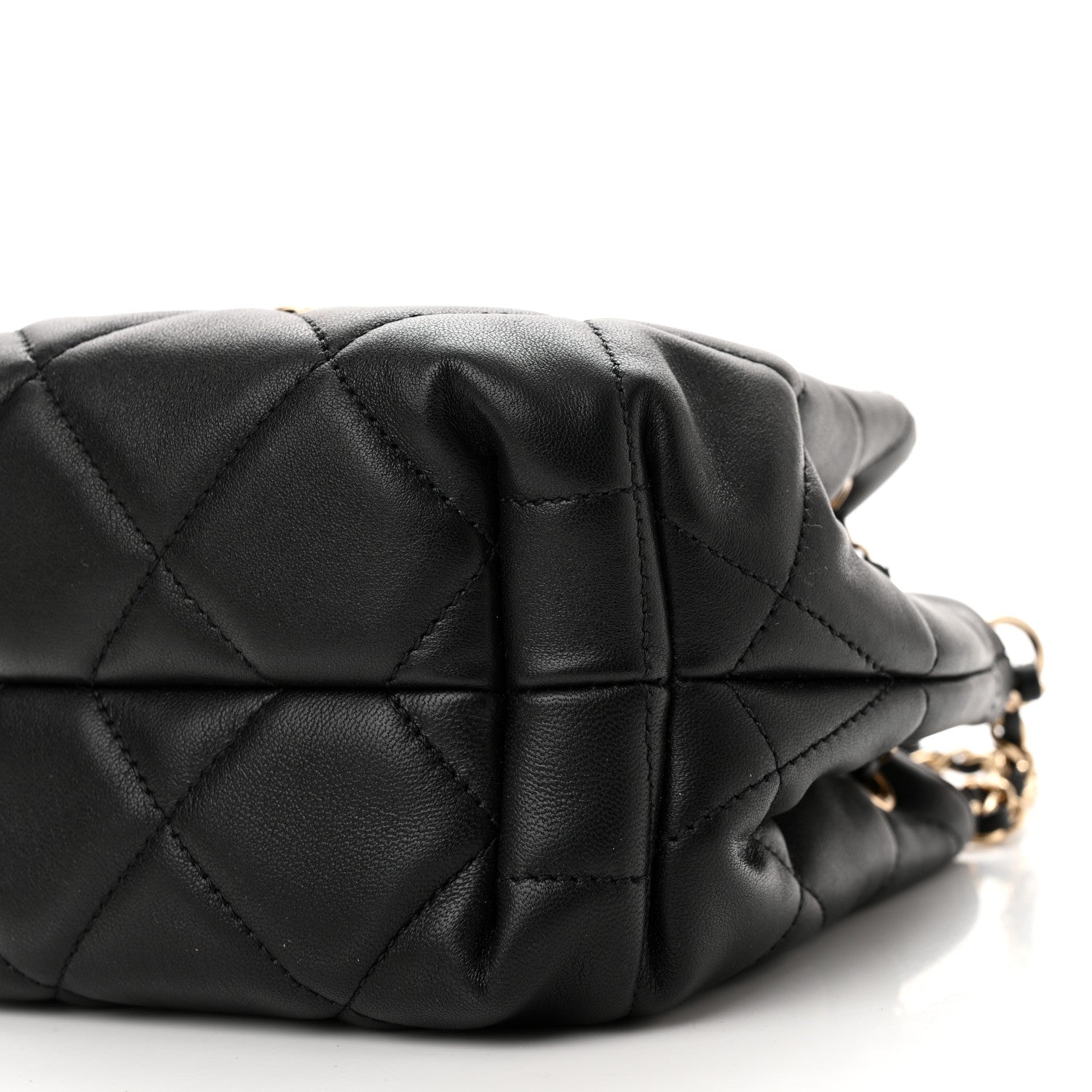 Chanel Lambskin Quilted CC Dweller Drawstring Bucket Bag Black 10 of 10