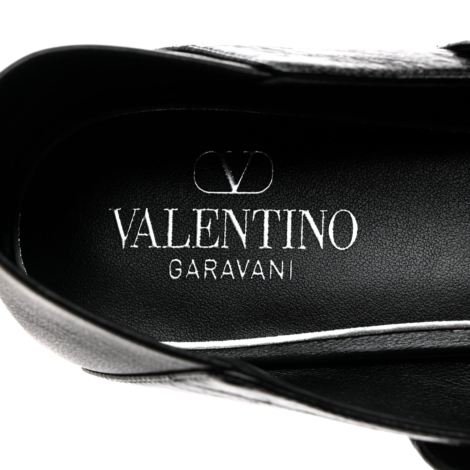 Valentino Garavani Textured Patent Nappa Locker Mary Jane Collapsible Heel Ballerina Flats 39.5 Black 6 of 9