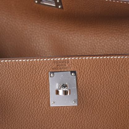 Hermes Natural Barenia Faubourg Kelly Ado Backpack Fauve 7 of 9