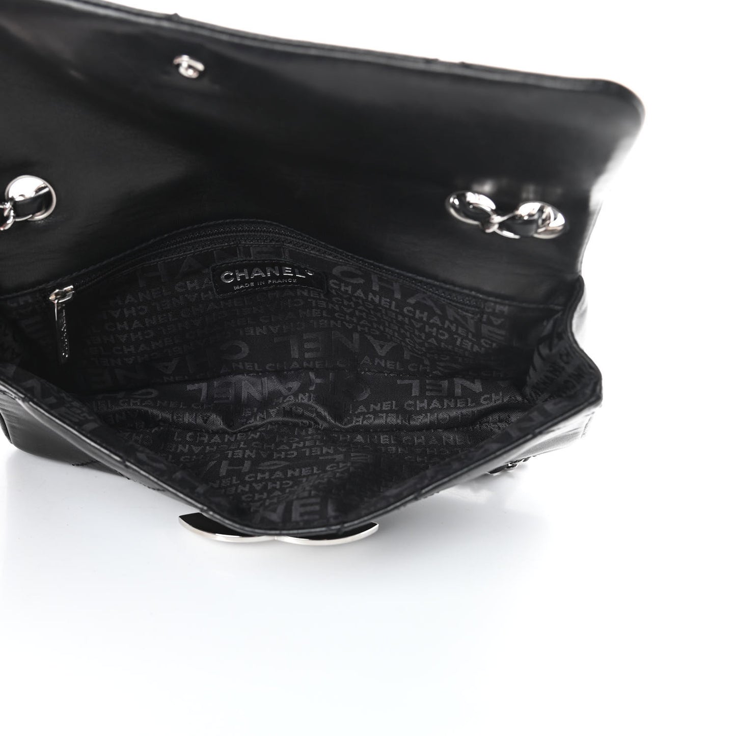 Lambskin Diamond Stitched CC East West Flap Black