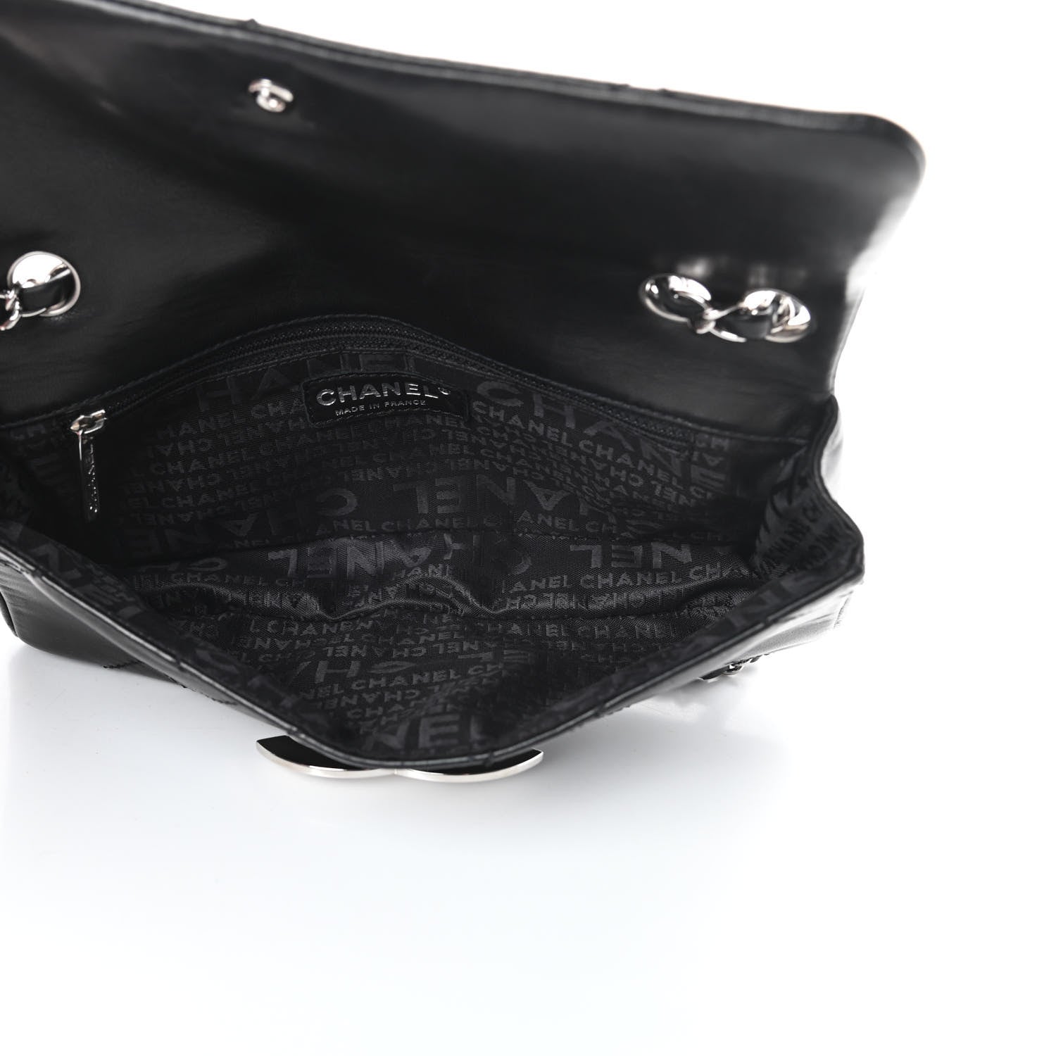 Chanel Lambskin Diamond Stitched CC East West Flap Black 6 of 16