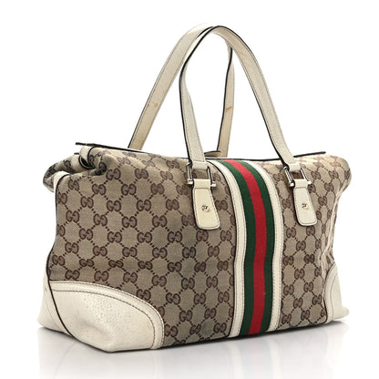 Gucci Monogram Web Large Treasure Boston Tote Beige 3 of 14