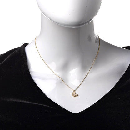 Van Cleef & Arpels 18K Yellow Gold Mother of Pearl Sweet Alhambra Butterfly Pendant Necklace 2 of 8