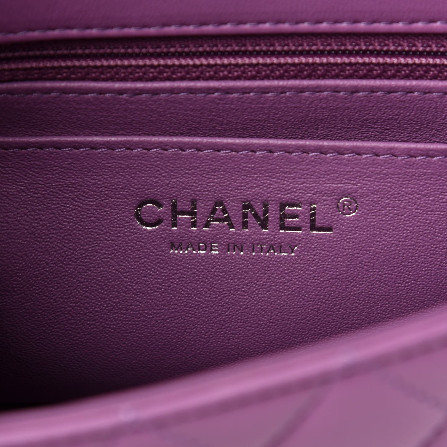Lambskin Quilted Mini Rectangular Flap Purple