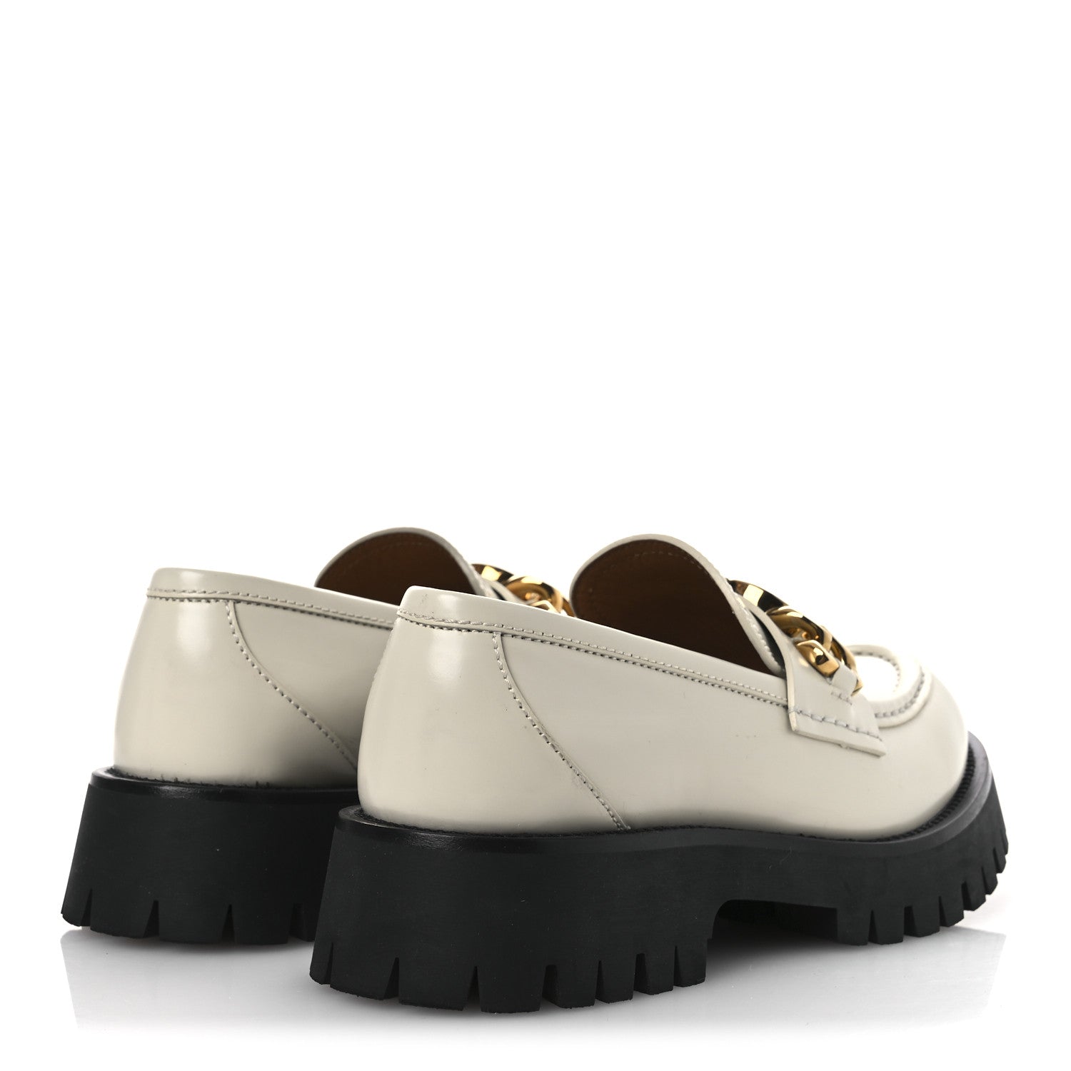 Gucci Cordovan Lux Womens Jeanne Platform Lug Sole 30/45mm Loafers 39 Mystic White 5 of 13