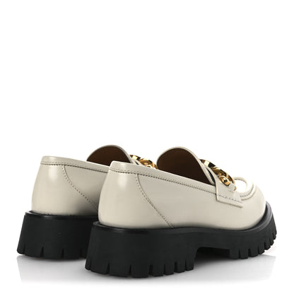 Gucci Cordovan Lux Womens Jeanne Platform Lug Sole 30/45mm Loafers 39 Mystic White 5 of 13