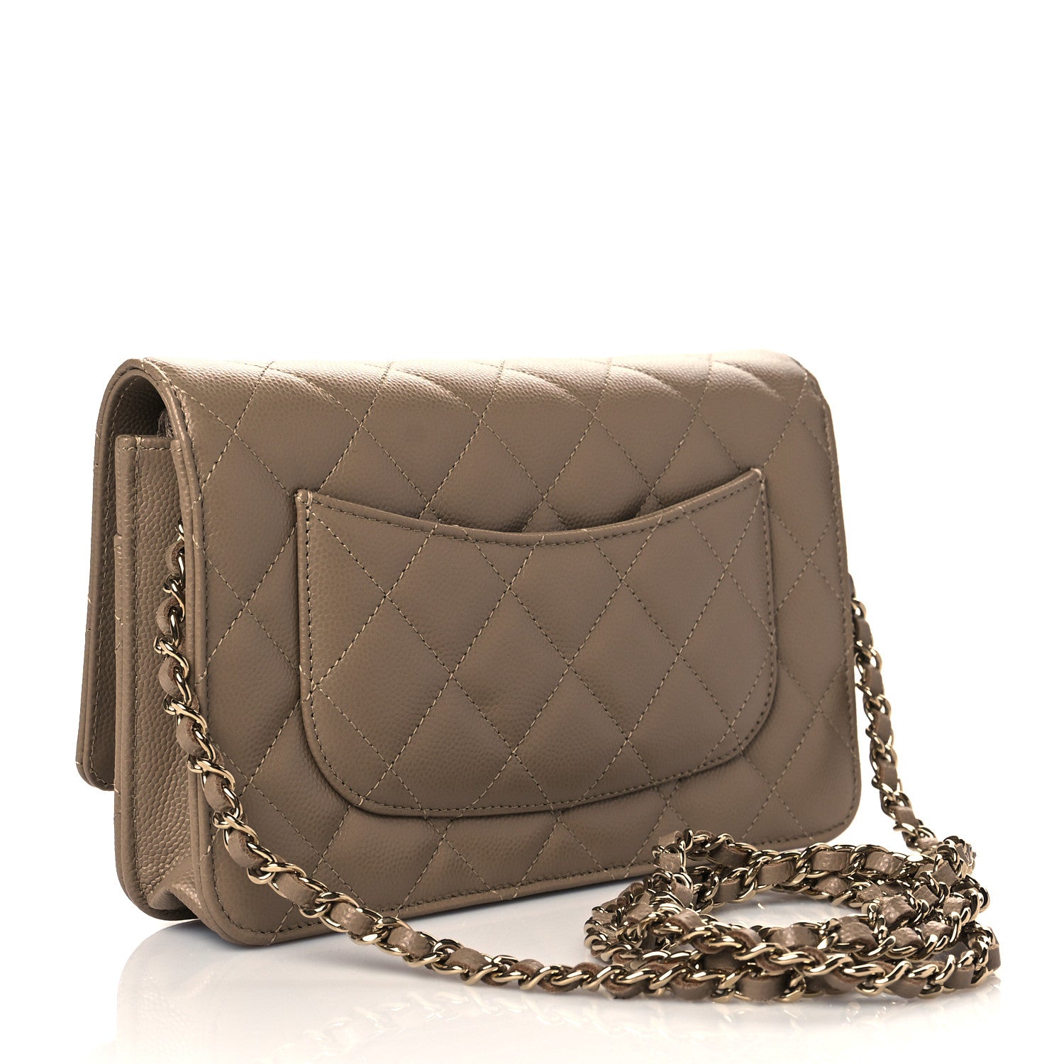 Chanel Metallic Caviar Quilted Wallet On Chain WOC Dark Gold 2 of 10