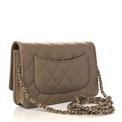 Chanel Metallic Caviar Quilted Wallet On Chain WOC Dark Gold 2 of 10