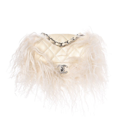 Chanel Lambskin Quilted Goat Fur Mini Tibet Square Flap White 1 of 8