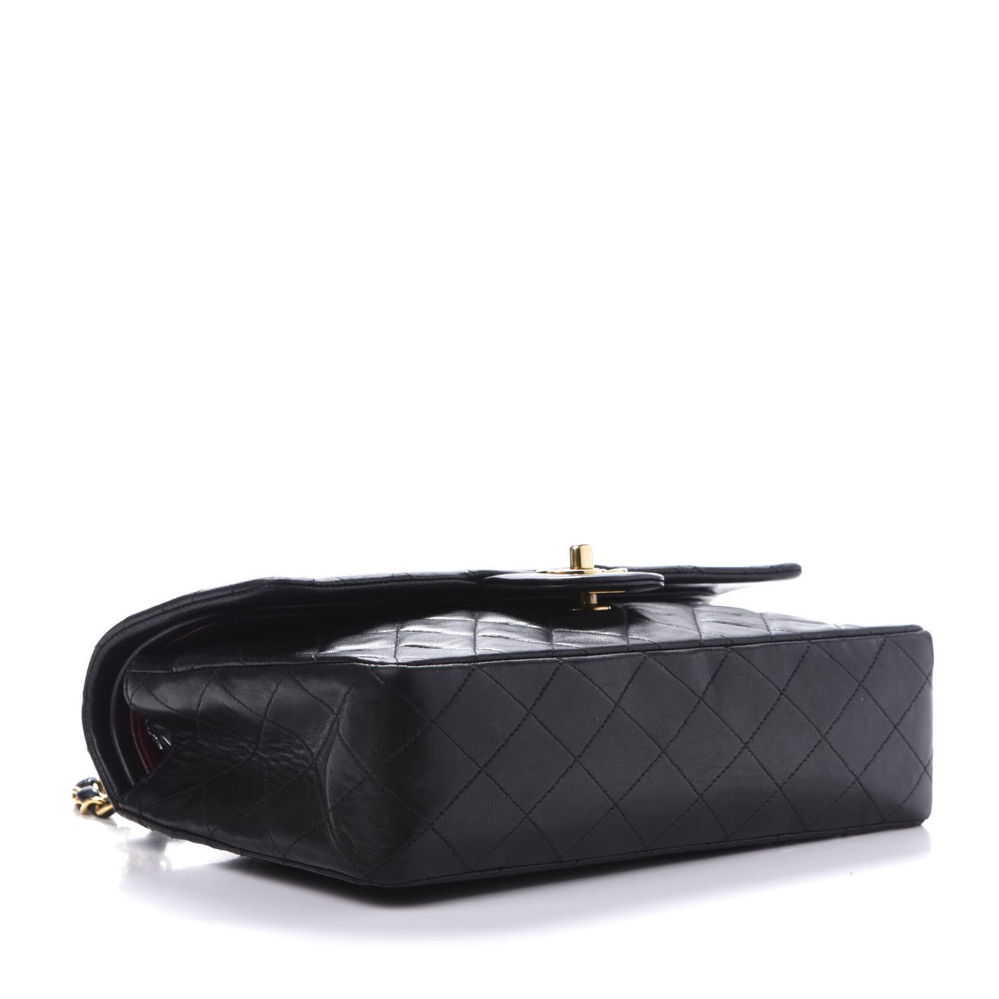 Lambskin Quilted Medium Double Flap Black