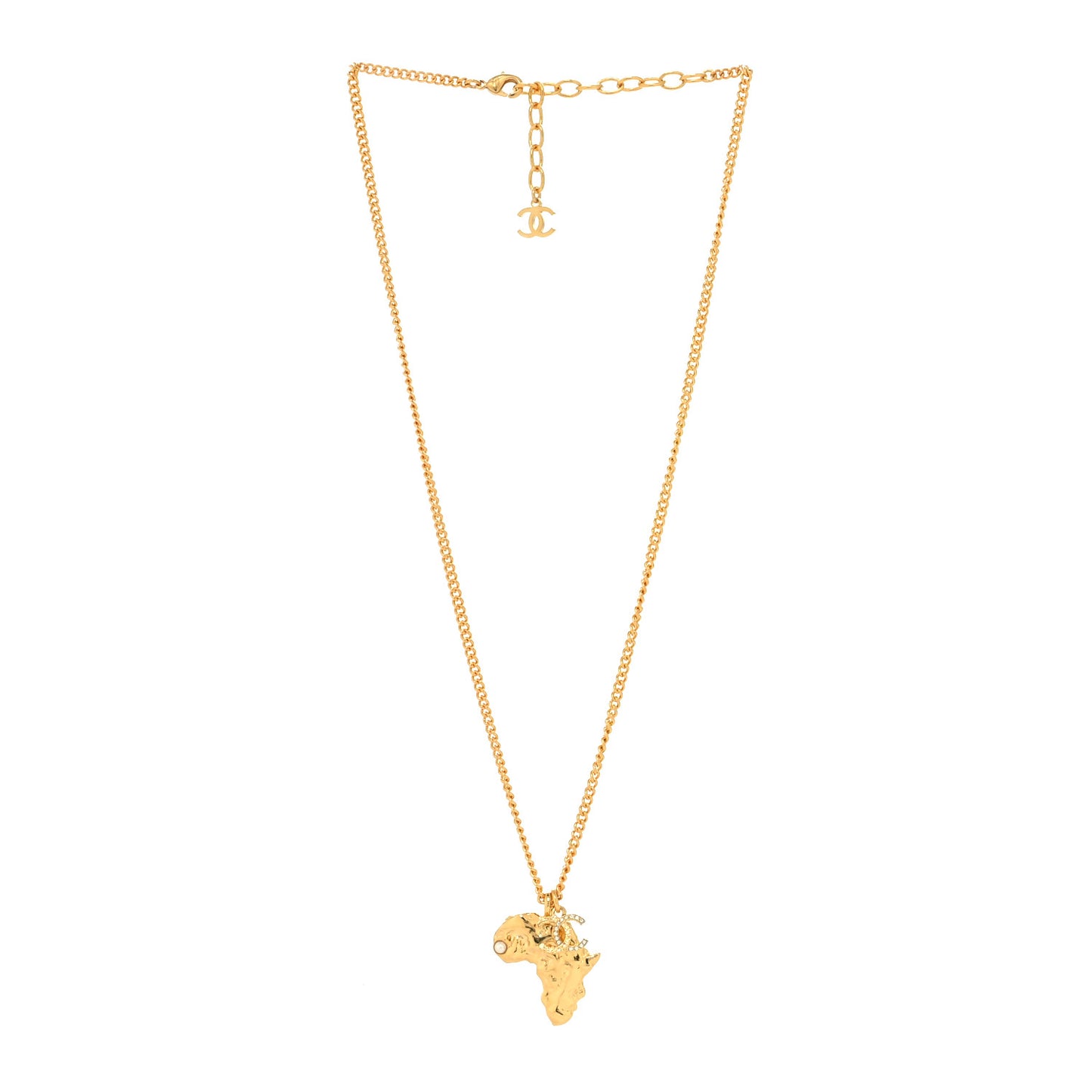 Crystal Pearl CC Africa Pendant Necklace Gold White