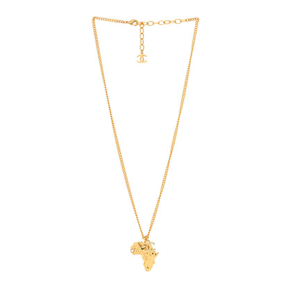 Chanel Crystal Pearl CC Africa Pendant Necklace Gold White 3 of 5