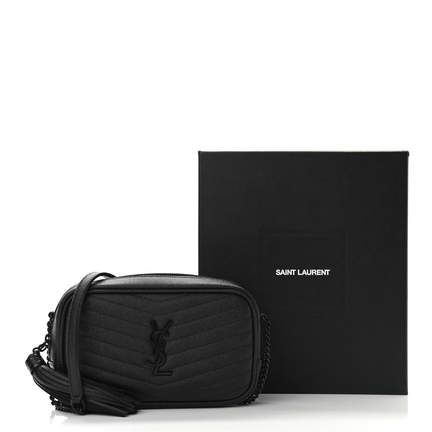 Saint Laurent Grain De Poudre Matelasse Monogram Mini Lou Camera Bag Black 8 of 8