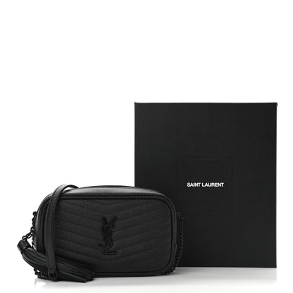 Saint Laurent Grain De Poudre Matelasse Monogram Mini Lou Camera Bag Black 8 of 8